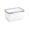 Japanese Double-Layer Food Storage Box with Draining and Fresh-Keeping Function for Refrigerator and Freezer Use.