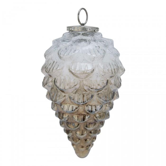 Hill Interiors Glass Pine Cone Bauble