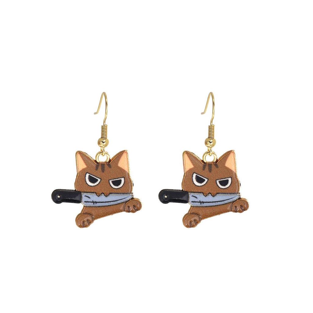 Cute Cartoon Kitten Earrings - Fun, Creative, and Fashionable Animal Drops In Japanese and Korean Styles for European and American Tastes.