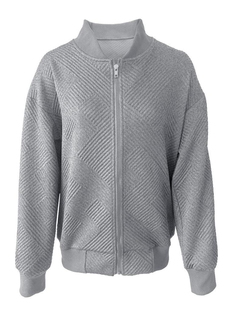 2024 Spring Fashion Half-High Collar Zipper Knit Cardigan: Women's Long-Sleeve Casual Outerwear