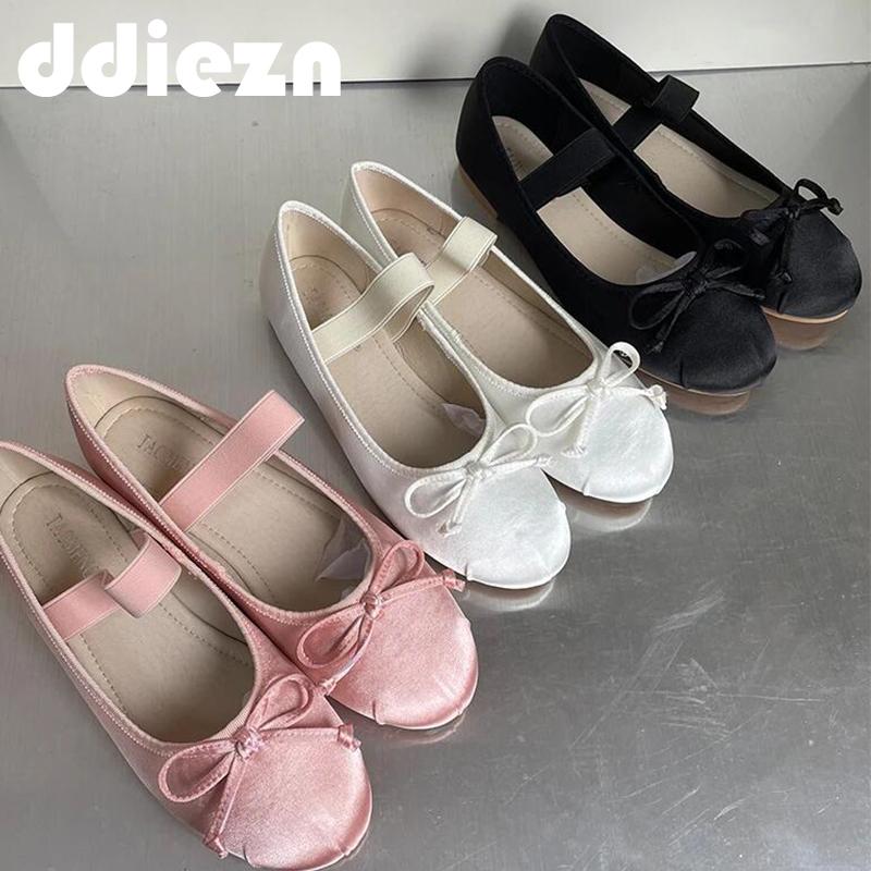 Fashion 2024 Ladies Ballet Flats Women Lolita Shoes Casual Footwear New In Fashion Round Toe Elegant Butterfly-knot Female Flats Shoes