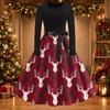 Women's Casual Vintage Christmas Print Neck Dress for Holiday Party