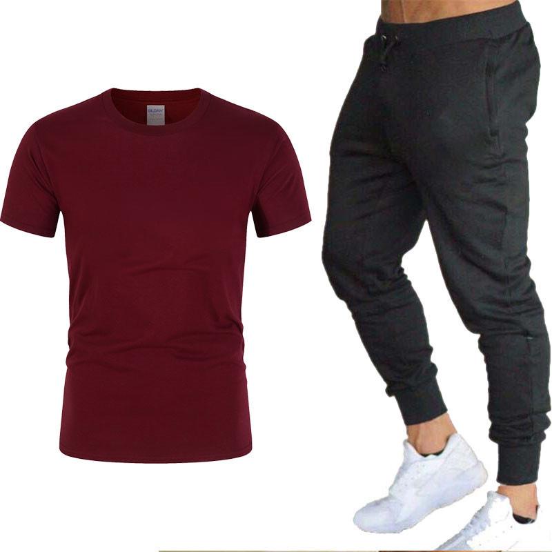 Men's Short Sleeve T-Shirt & Long Pants Two-Piece Set - Spring Collection