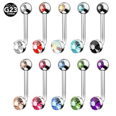 Double Gem Titanium Curved Banana Bar VCH Hood Christina Genital Piercing 1.6mm Jewelry