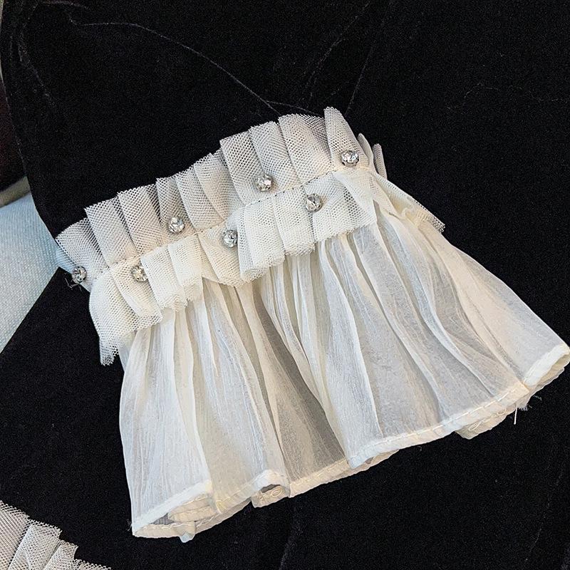 Höst 2025 Plus Size Spetslappverk Volangdetalj Pullover