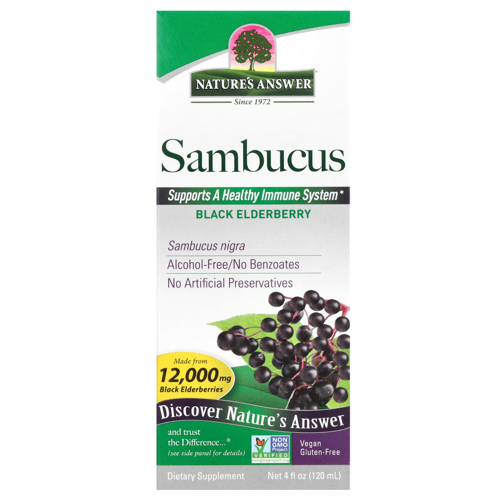 

Nature S Answer, Sambucus, Black Elderberry, Alcohol Free, 2,500Mg, 120Ml(4Fl Oz)