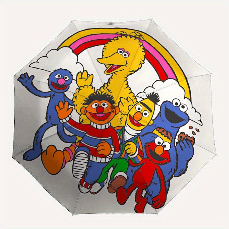 

1pc Sesame Street Automatic Open/close Folding Umbrella, Compact Portable Travel Umbrella, Perfect Gift, Durable Construction yy250813107