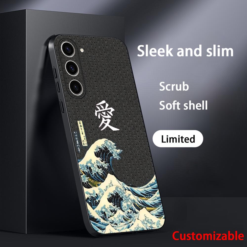Japanese art text fashion love design Phone Case For Samsung Galaxy S26 S25 S24 S23 S22 S21 Plus Ultra Note20 Soft Black