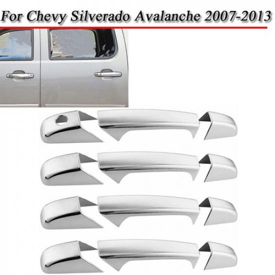 Exterior Door Handle Cover Frame For Chevy Silverado Avalanche 2007-2013 Chrome