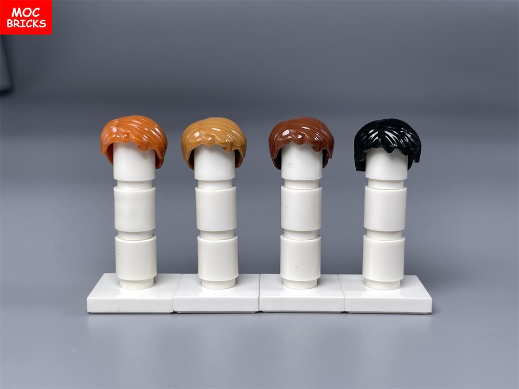 MOC Bricks 4cm Figure Body Wear Male Boy Fire Brown Hairs Assembled Building Blocks Educatinal Plastic Toys