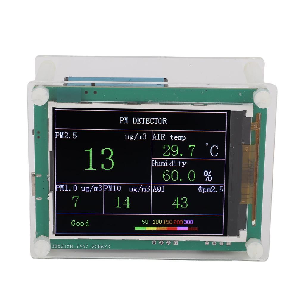 Air Quality Sensor PM1.0 PM10.0 PM2.5 Temperature Humidity Detection Indoor Environment Tester USB Powered 2.8 Inch TFT