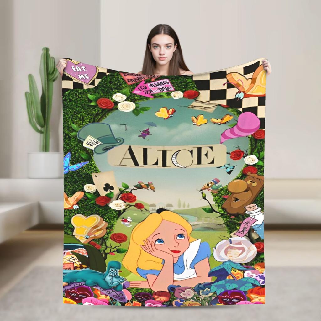 Cartoon Alice in Wonderland  Blankets  Flannel Awesome Warm Throw Blankets for Bed Sofa Autumn/Winter