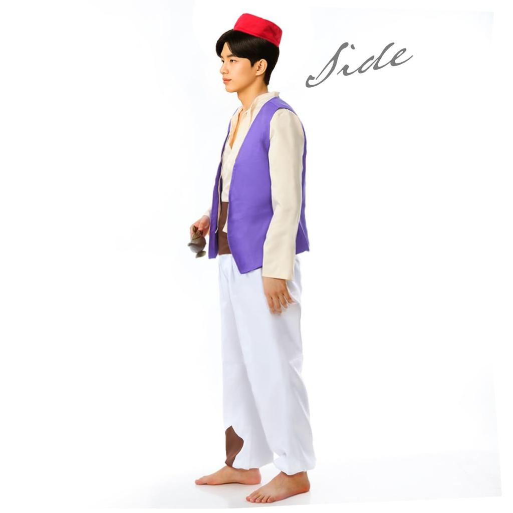[monoii] Aladdin Cosplay Costume with Magic Lamp, Halloween Costume for Adults, Sizes S, M, L, XL, C062