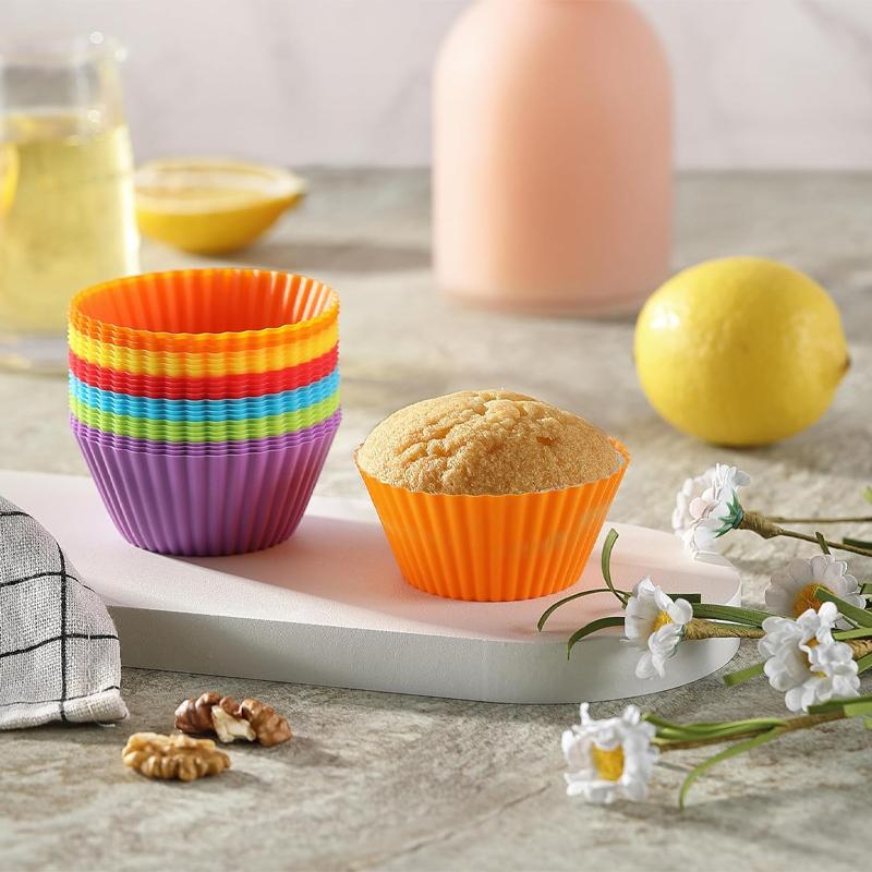 10/20/50pcs Silicone Cupcake Baking Cups Reusable Non-stickMuffin Cupcake Liners Holders Molds Home Kitchen Bakeware BPA Free