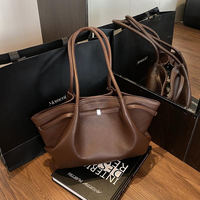 Vintage PU Leather Women's Tote Shoulder Bags Belt Design Ladies Daily Handbags Luxury Large Capacity Female Underarm Bag