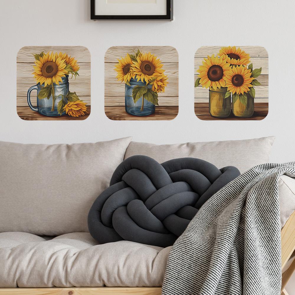 Fun-f73 Oil Painting Sunflower Bedroom Living Room Beautifying Decorative Wall Stickers