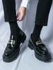 Men Creepers  Loafer Dress Elevator Shoes Height Increase Classic Green Patent Leather Thick Sole Platform Shoes Plus Size