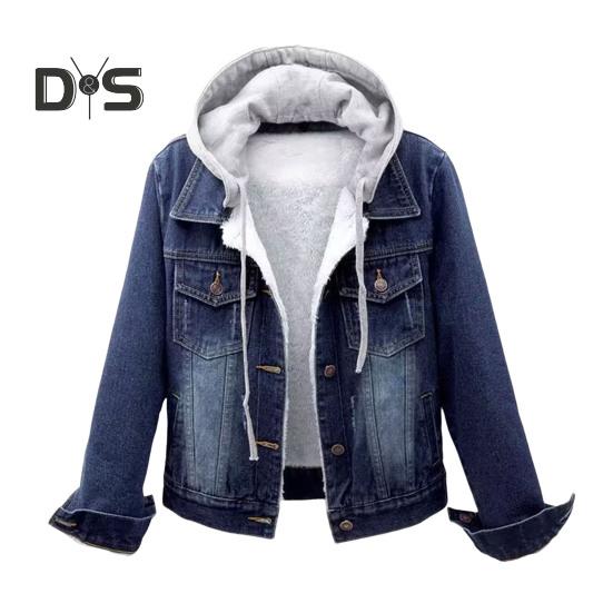 

Женская куртка с толстой флисовой подкладкой, однотонная, с карманами, отворотами, однобортная, с длинными рукавами, теплая свободная джинсовая куртка, повседневное пальто для активного отдыха XL темно-синий