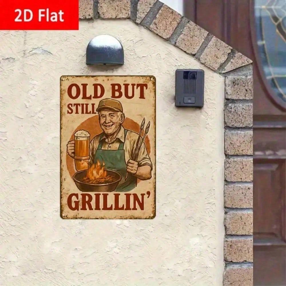 Vintage Rustic BBQ Tin Sign 8x12 Inch Retro Metal Wall Decor Patio Grill Retirement Gift For Men