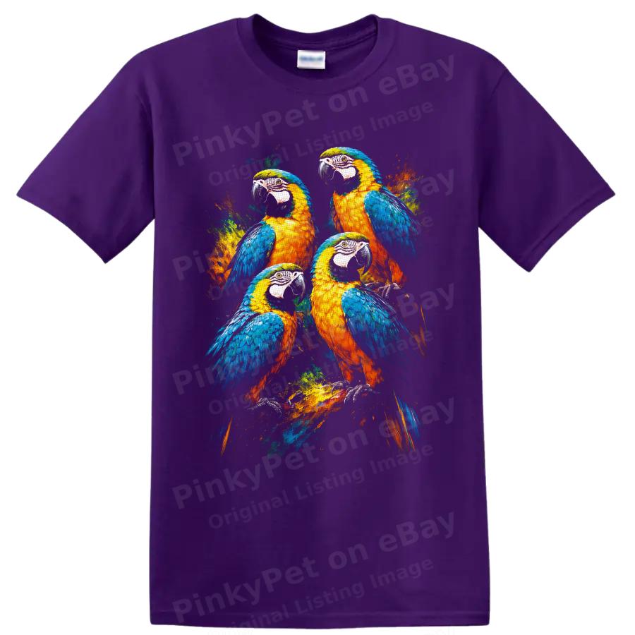 Macaw Parrot T Shirt Colorful Tropical Bird Art Wildlife Graphic Tee Gift Fans