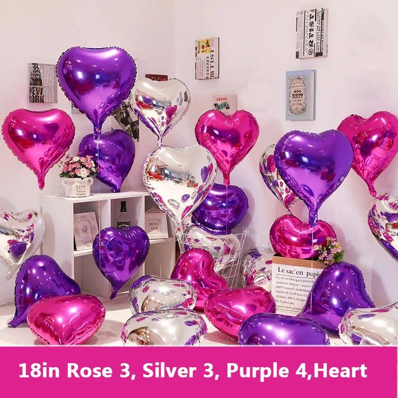 18-Inch Red Love Heart Star Foil Balloons Inflatable Helium Party Decor for Weddings Birthdays Celebrations 5 or 10 Pcs Set