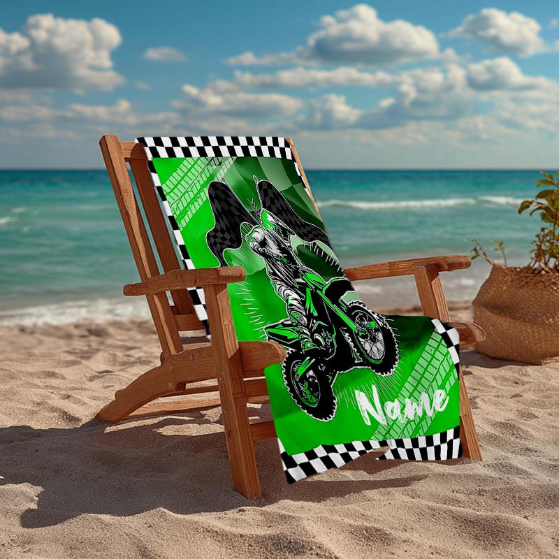 Serviette de plage ultra-douce personnalisée avec thème motos tout-terrain, Idéale pour la piscine - Camping, Plongée - Essentiel de voyage parfait, Serviette de plage vibrante.