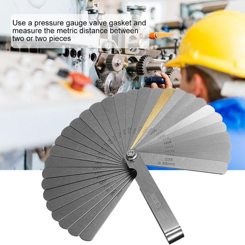 32 Blades Combination Feeler Gauge Stainless Steel Removable Metric Imperial 0.04-0.88mm Thickness Measuring Instruments