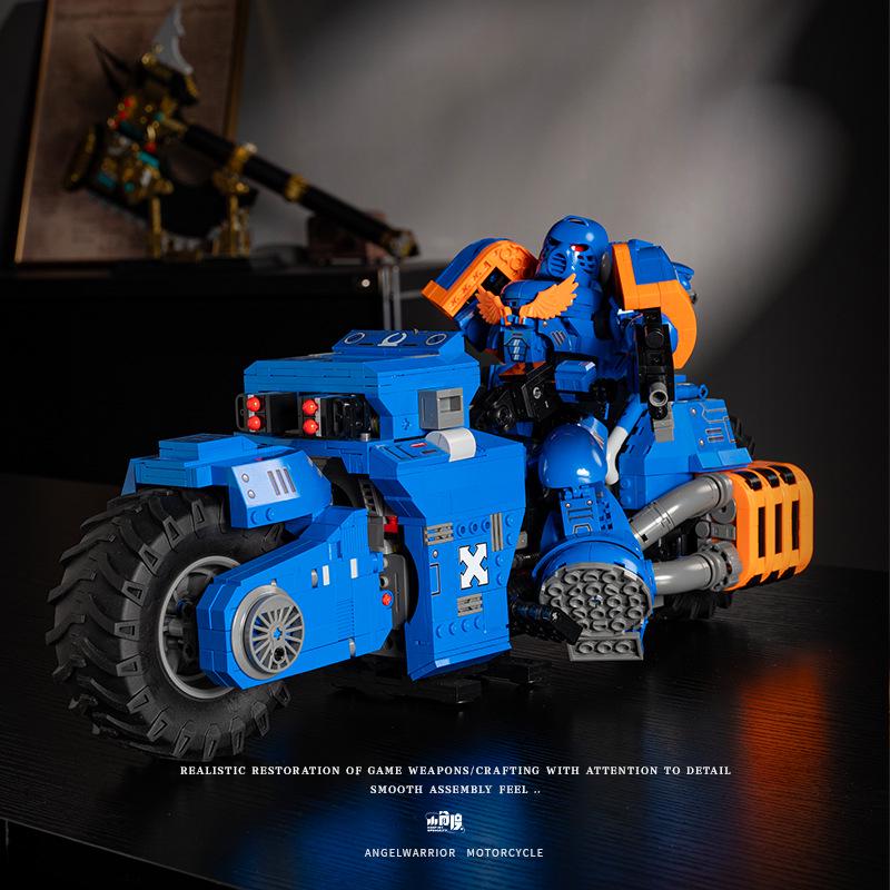 JD124 Blue Mecha Battle Hammer Building Blocks Motorcycle – Educational DIY Model Toy for Boys
