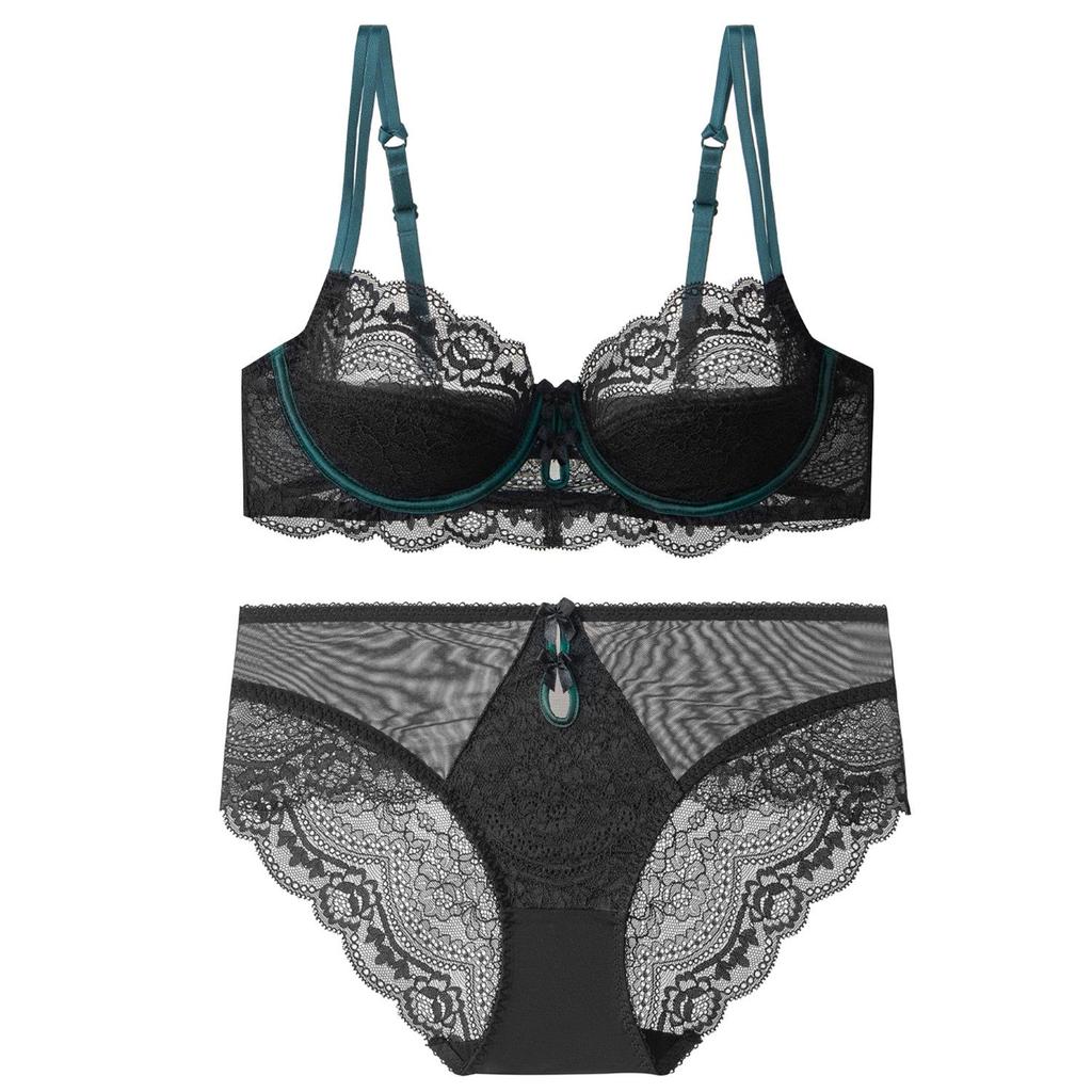 Red Lace Lingerie Set, Ultra-Thin Push-Up Bra, Flattering for Larger Busts, Pure Desire
