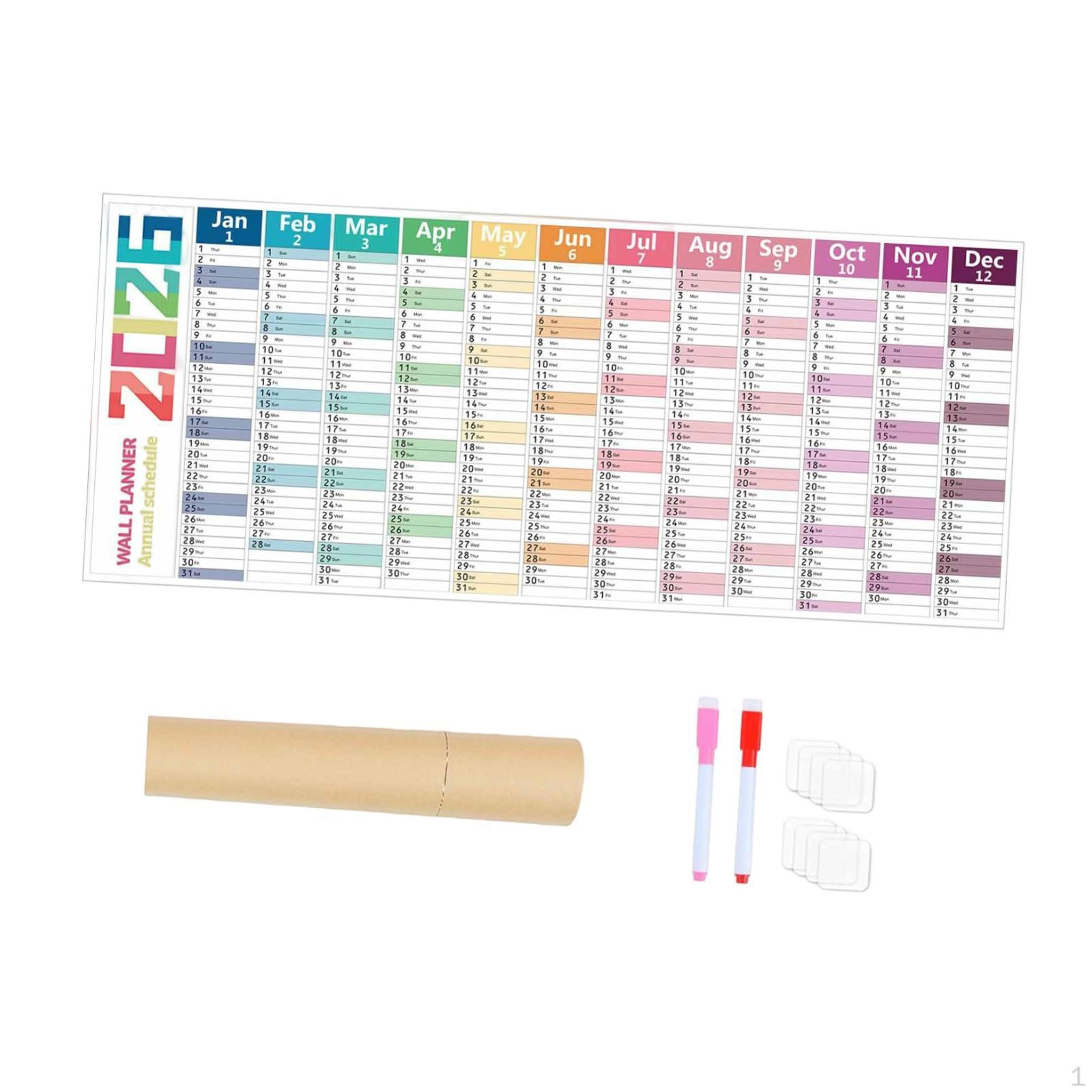 

Wall Calendar Monthly Decorative Hanging Large 12 Months Planner Vertical for Style A