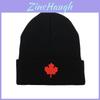 Embroidered Maple Leaf Knit Hat For Men Women Warm Winter Casual Headgear