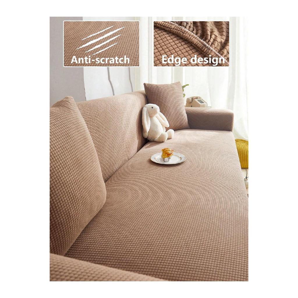 Lycra Stretch Elastic Flexible Washable Square Pattern Three-seater Sofa Cover Sofa Cover