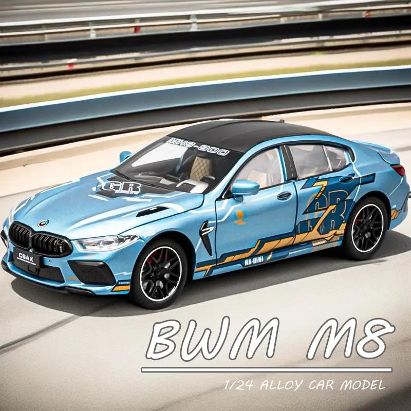 1/24 BMW M8 MANHART Supercar Alloy Car Model Sound and Light Pull Back Toy Collectibles Birthday Gift