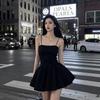 French Suspender Black Small Black Dress with Chest Pad Summer Waist Skirt Slimming Hepburn New Dress Slim Skirt