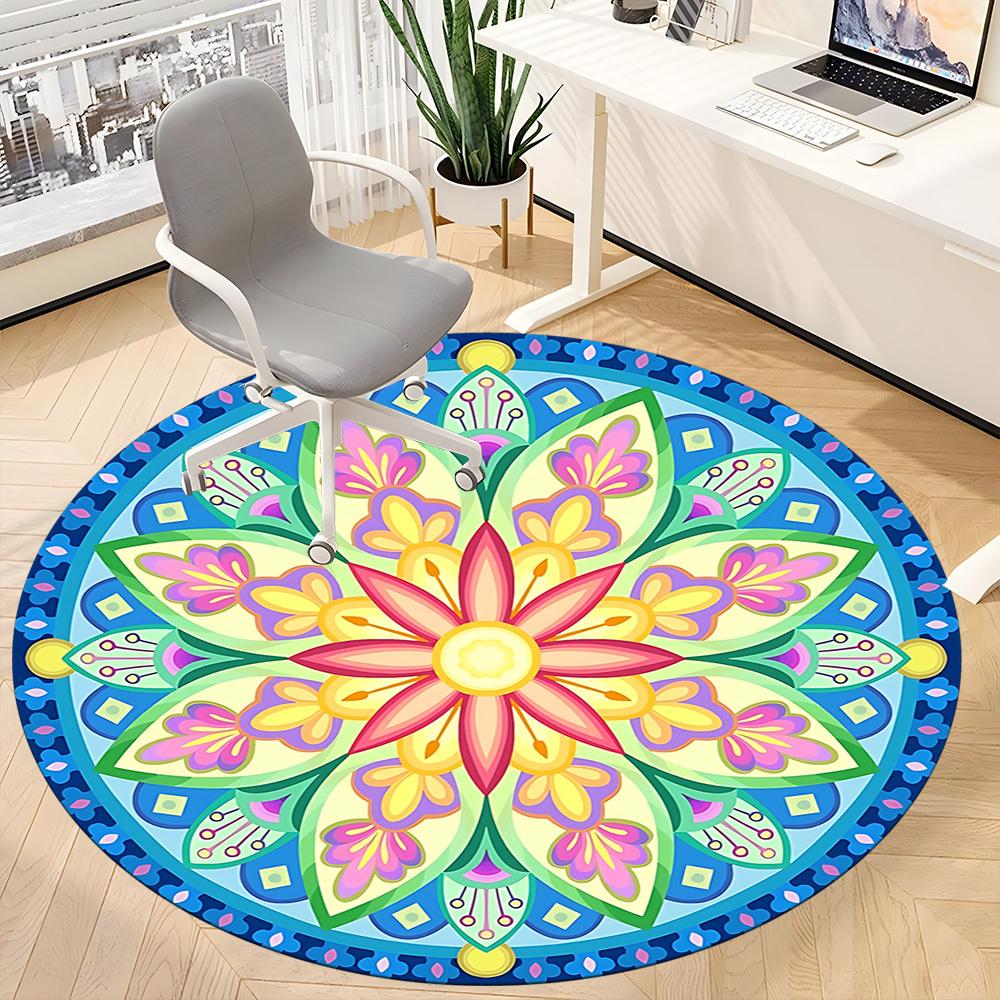 1pc Mandala Artwork Chair Carpet for Office, Non Slip, Soft and Durable Office Rug for Interior Decoration