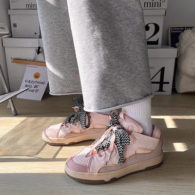 New Fashion Pink Sneakers For Women Comfortable Platform Women's Designer Sneakers Color Lace-up Cute Casual Board Shoes Women