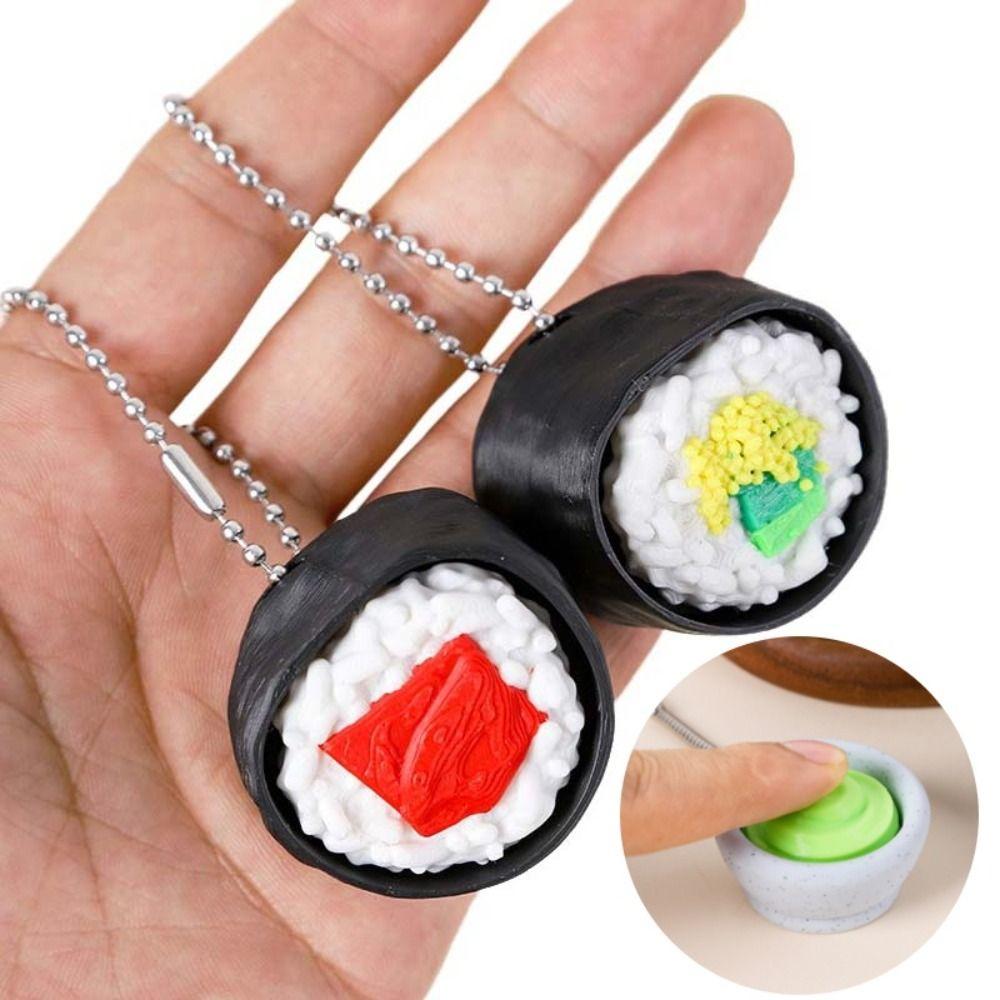 Finger Button Clicker Sushi Keychain Cartoon Sensory Clicker Backpack 3D Printed Pendant Kids Toy