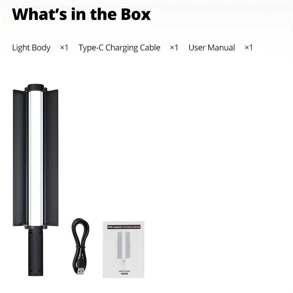 Ambitful Portable Handheld RSL-01 LED Video Light Wand 2500K-9000K, 360° Full Color RGB, Barn Door, Built-In Battery