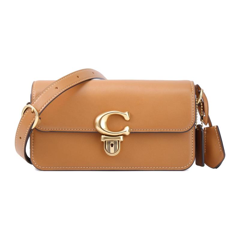 

COACH Studio 20 solid color C-shaped push button flip closure cow leather handbag crossbody bag shoulder bag women s brown коричневий