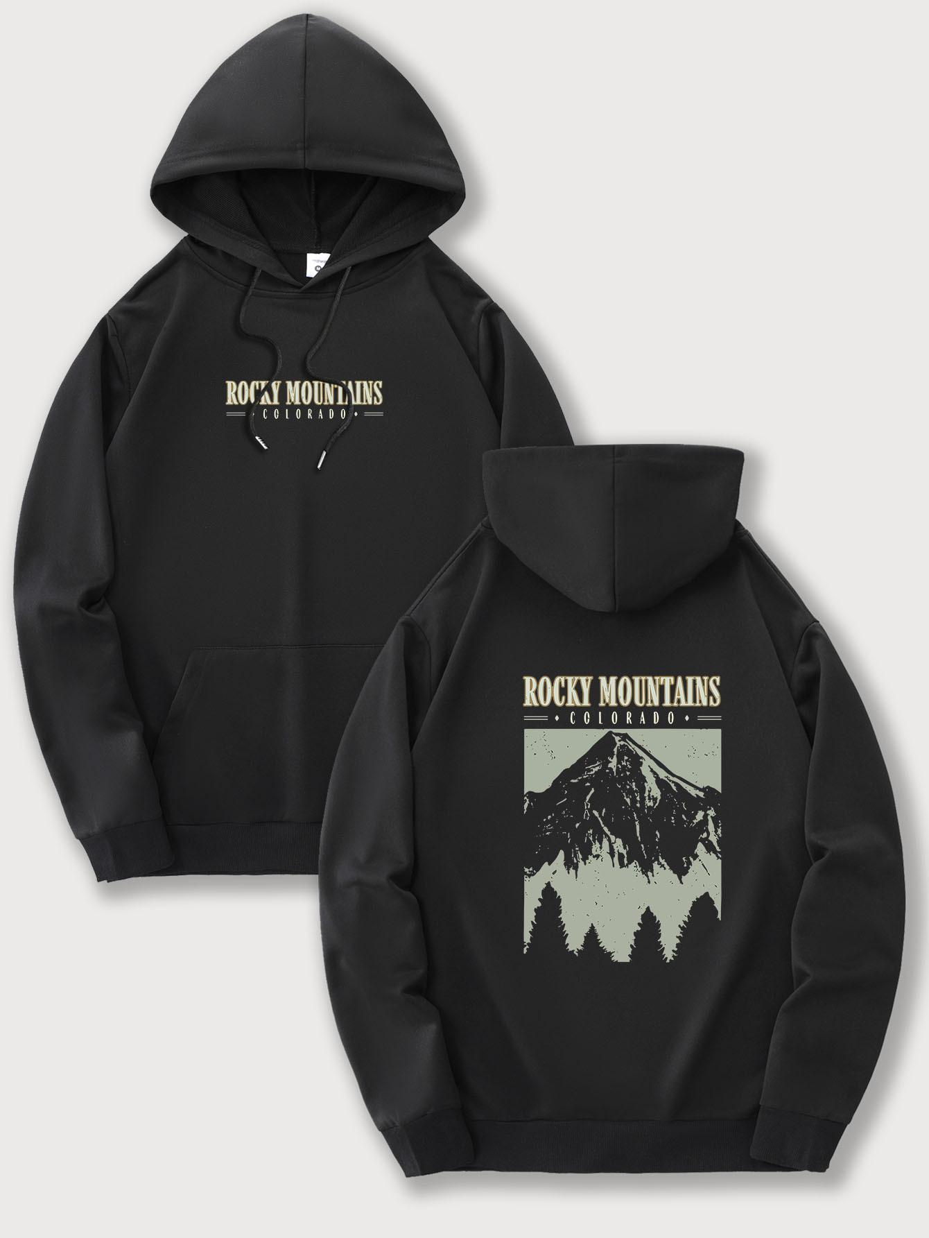 

Men S New Trendy Hooded Sweatshirt, Casual Drawstring Hoodie with Prints on The Front And Back, Featuring a Kangaroo Pocket. 3XL