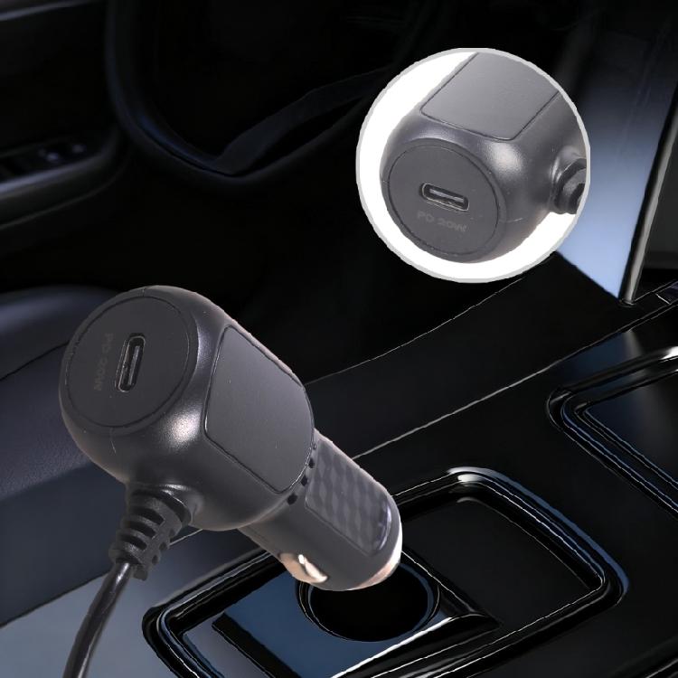 2 Drive 20W Automotive Charger With 3.42m Type C Line Input Protect Circuit For Truck Camera And Mobile Devices
