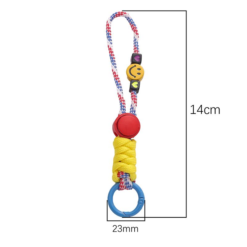1Pc Handcrafted Woven Smiling Face Lanyard Creative Keychain For Short Universal Mobile Phone And Car Keychain Practical