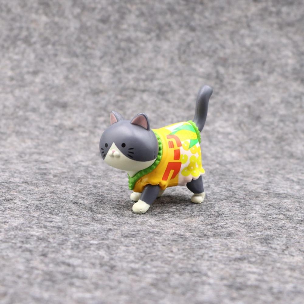 PVC Cat Model Doll Toys Walking Animal Mini Cat Ornaments Snack Cat Figure Toys  Desktop Decor