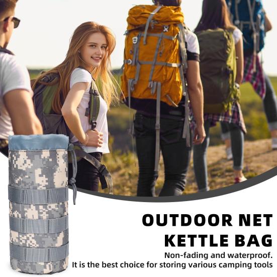 Husă tactică pentru sticle de apă, suport pentru sticle de apă sport, cu șnur deschis în partea de sus și plasă de jos, atașat la centura de rucsac, vestă