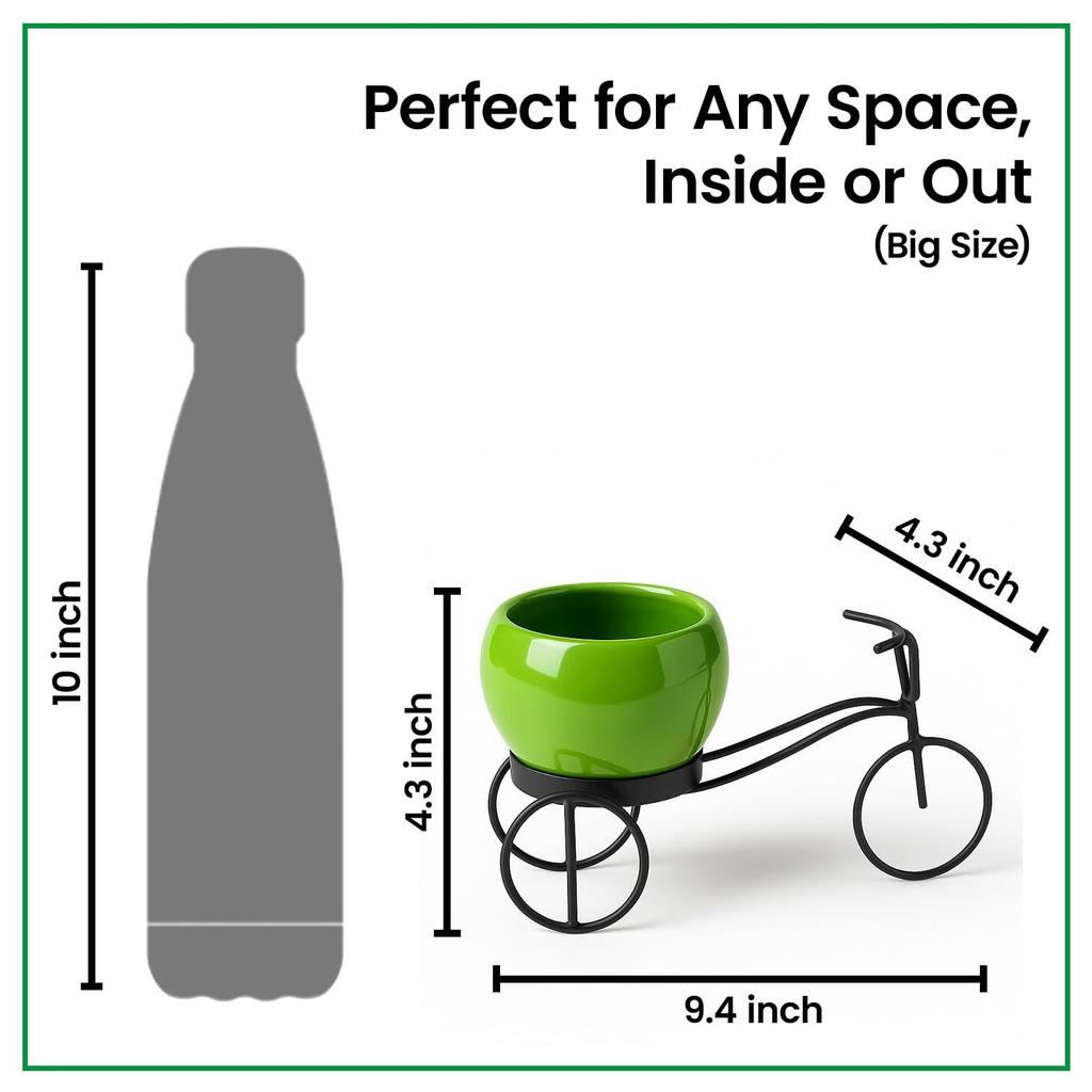 Cycle-Shaped Metal Plant Stand for Indoor & Outdoor Use, Metal Cycle Flower Vase, Decorative Iron Planter Pot Holder