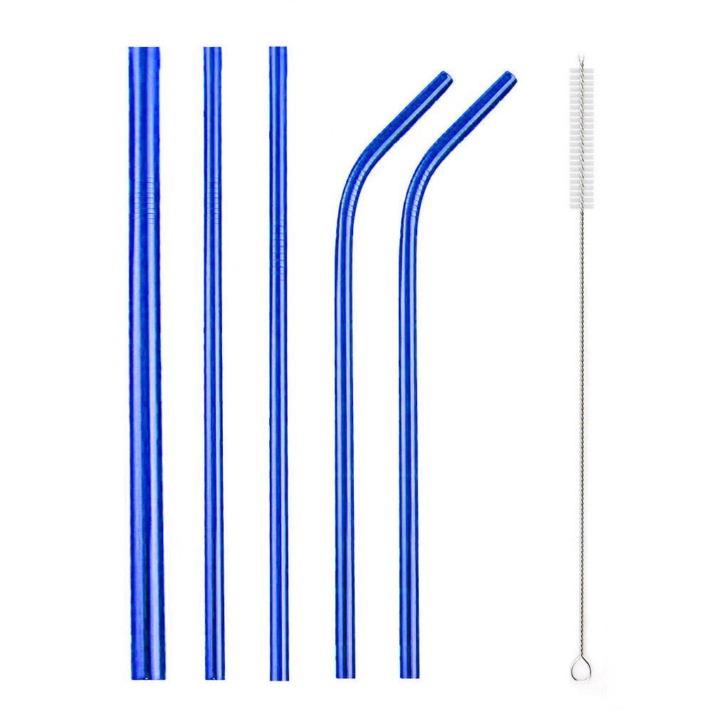 Reusable Metal Drinking Straws 304 Stainless Steel Sturdy Bent Straight Drinks Straws with Cleaner Brush