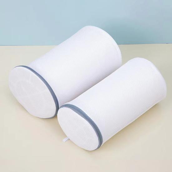 Sac de Lavage pour Chaussures Fermeture Éclair Design Cylindrique Double Couche Maille Durable Machine à Laver Filet de Lavage pour Chaussures