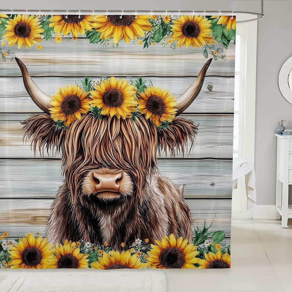 Cartoon Pig Shower Curtain Leopard Bow Bath Curtain for Boys Girls Teens Lovely Animal Cheetah Bathroom Shower Curtain Set