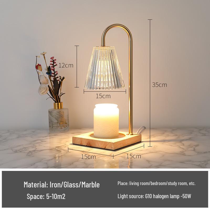 Aroma Diffuser Table Lamp - Flameless Wax & Essential Oil Warmer for Bedroom Customized Bamboo Hat + Solid Wood Base