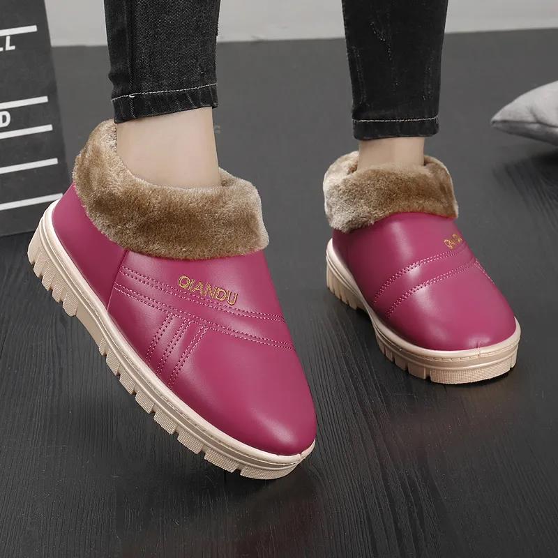 Zapatos de algodón de invierno para mujer, botas cálidas y cómodas, botas antideslizantes impermeables de suela gruesa para el hogar